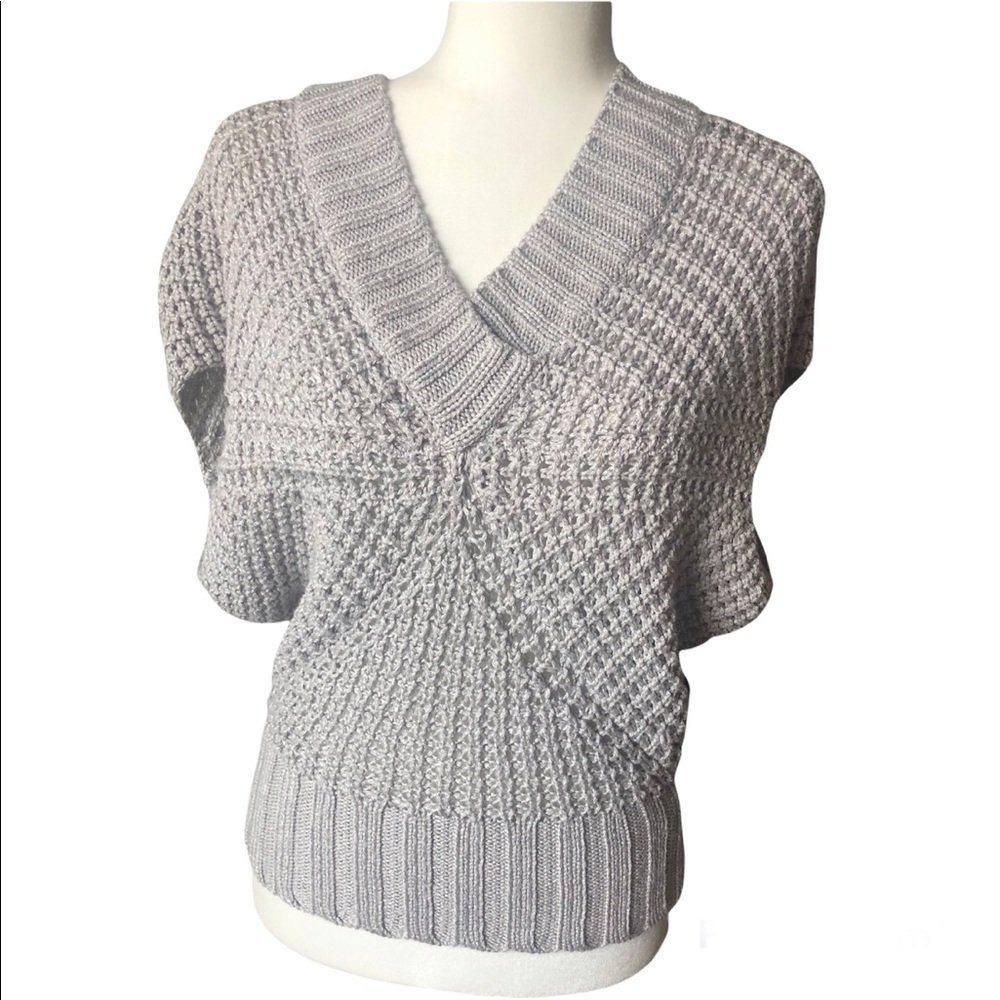 bebe Cable Knit Sleeveless Sweater Gray Sz Small